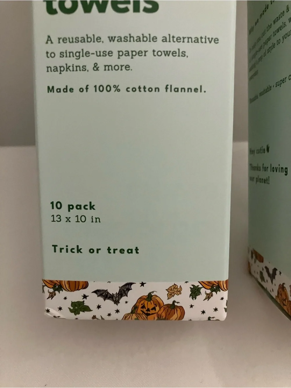 Earthly Notpaper Towels - Halloween  “Trick or Treat”  (White/Orange/Black) NWOT